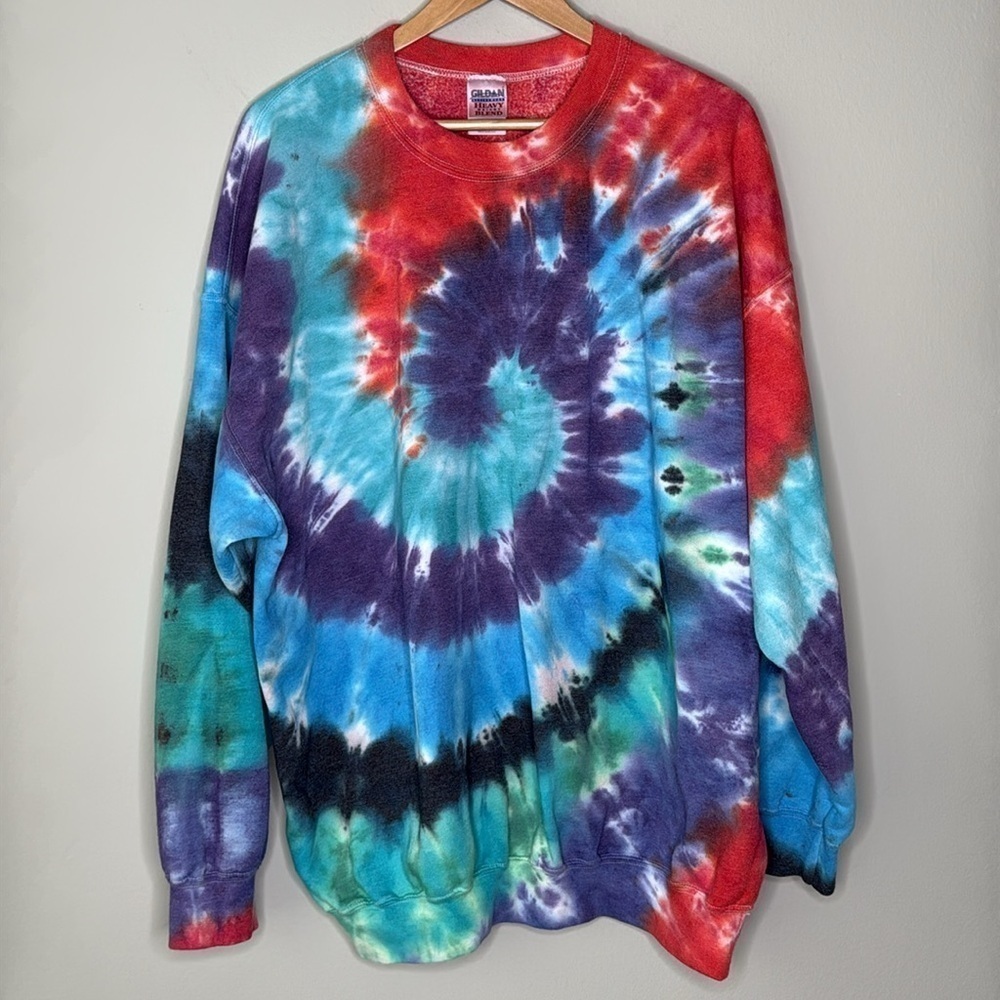 Gildan Tie Dye Pullover Crewneck Sweatshirt Handmade Size XXL